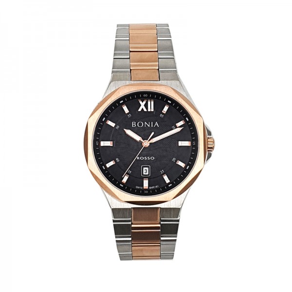 Bonia BNR181-1633 Silver Rosegold Black Man